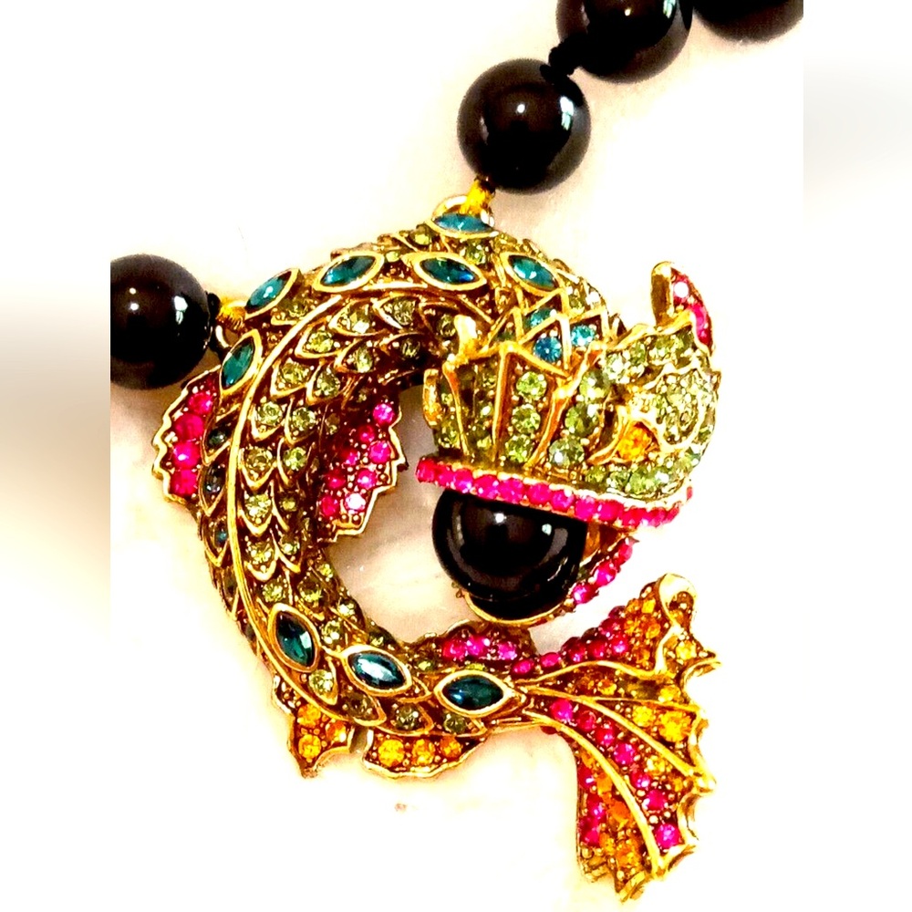 Heidi Daus “SO FANCY & KOI” Gold and Pink 🐟 Necklace